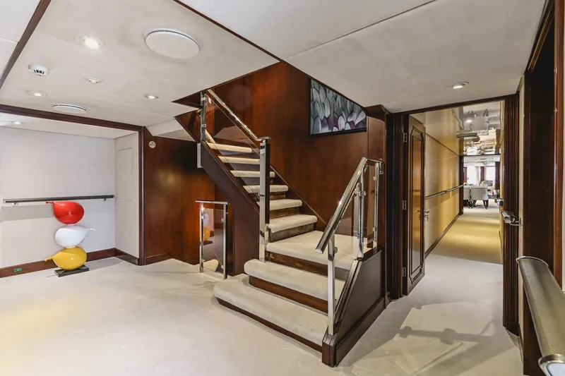 Chakra Yacht Photos Pics Staircase from B-deck to A-deck