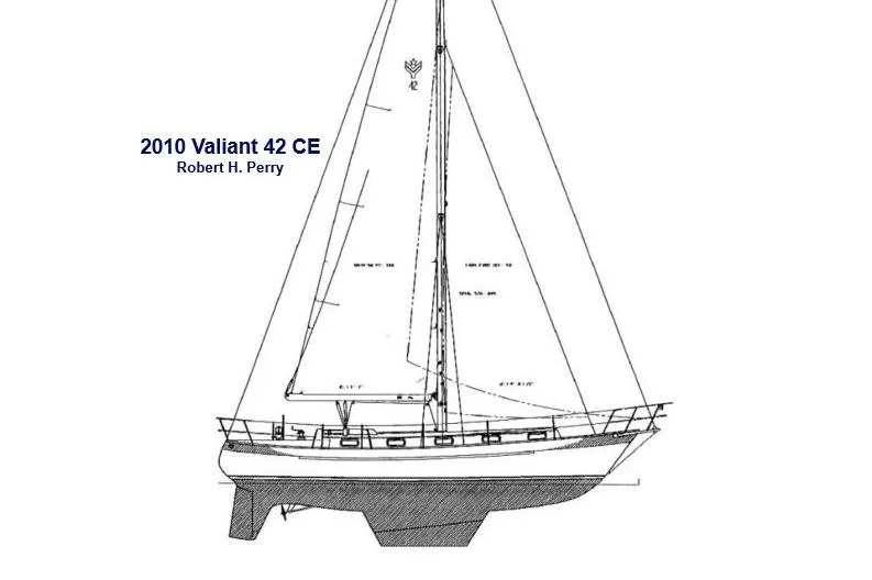 Fidelity Yacht Photos Pics Line drawing of 2010 Valiant 42 CE sailboat by Robert H. Perry.