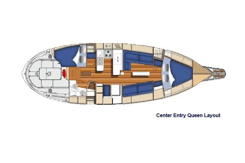 Fidelity Yacht Photos Pics 2010 Valiant 42 CE/SE yacht interior layout with center entry queen bed.