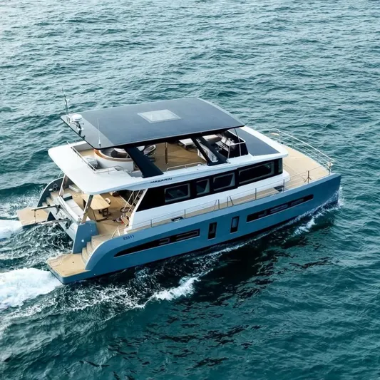  Yacht Photos Pics 2024 Mazarin 55 Catamaran EVO II Serial Hybrid cruising on open water.