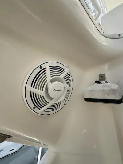  Yacht Photos Pics Pioneer speaker on a 2003 Riviera 40 Convertible boat.