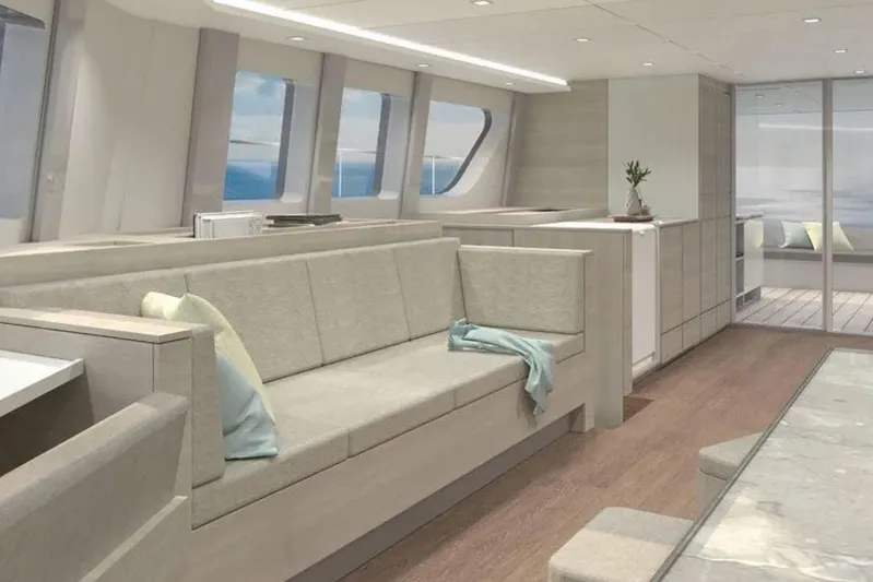  Yacht Photos Pics Luxurious CK70 yacht interior with modern design, spacious seating, and elegant decor, 2023 model.
