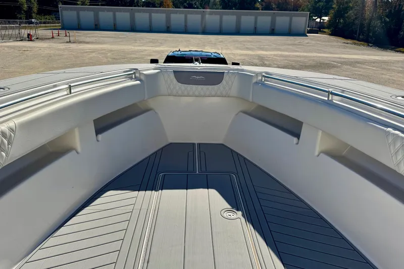  Yacht Photos Pics 2014 Invincible 36 Open Fisherman boat interior with spacious deck and seating.