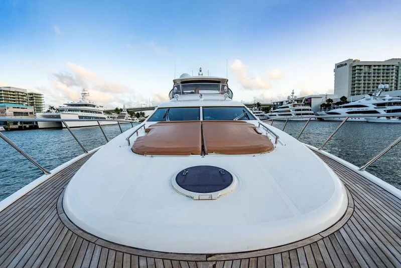 Vitamin Sea Yacht Photos Pics Azimut 70 Fly 2011 yacht docked at marina, showcasing sleek design and spacious deck.