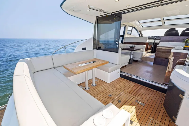 Gt50/251 Yacht Photos Pics Luxurious 2025 Fairline Targa 50 GT yacht with elegant interior and ocean view.