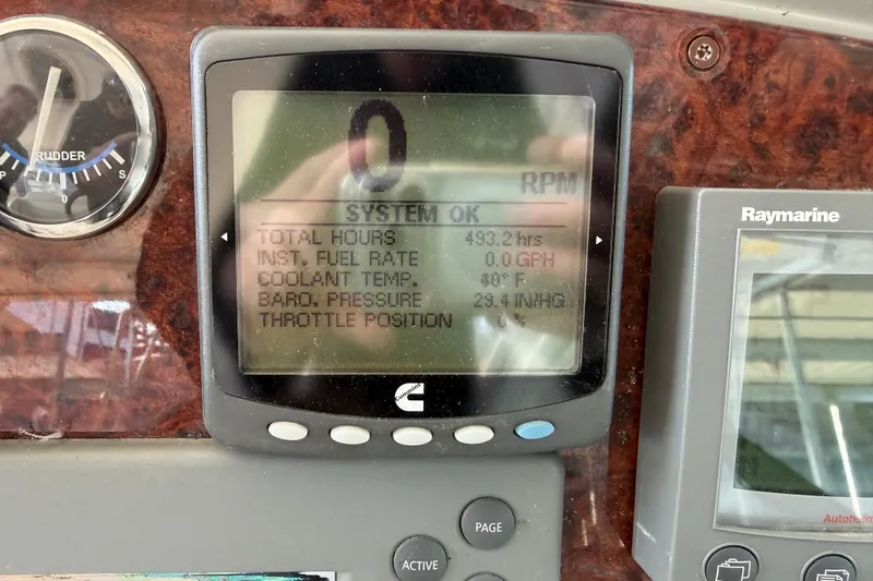  Yacht Photos Pics Dashboard of a 2005 Formula 48 Yacht showing system status and gauges.