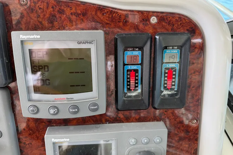  Yacht Photos Pics Control panel of a 2005 Formula 48 Yacht with Raymarine and Bennett displays.