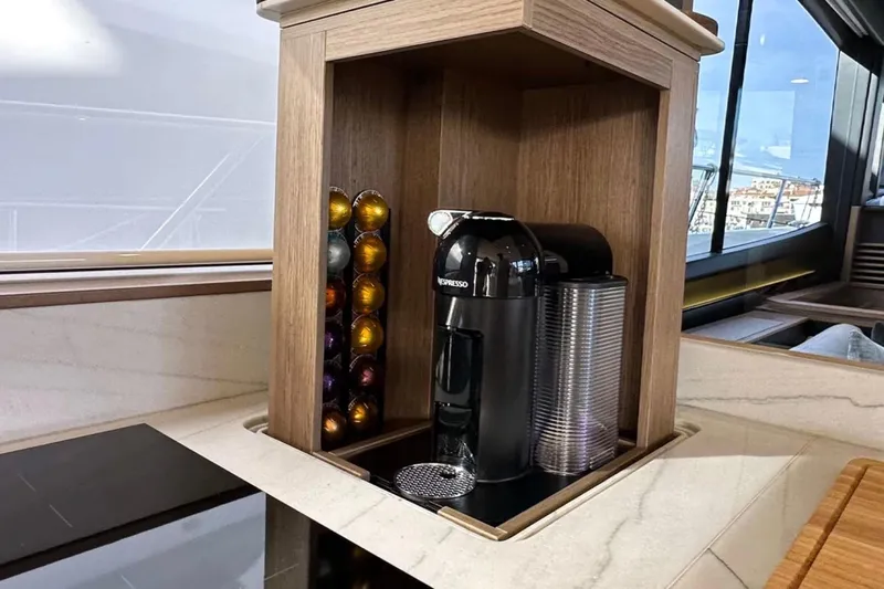  Yacht Photos Pics Luxury yacht Princess S80 2025 with built-in Nespresso coffee station.