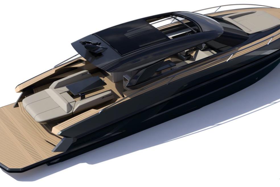 Luxurious 2026 Focus 5X yacht with sleek design and spacious deck.