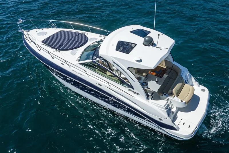 Cruel Summer Yacht Photos Pics 2012 Cruisers 380 Express yacht cruising on open blue water.