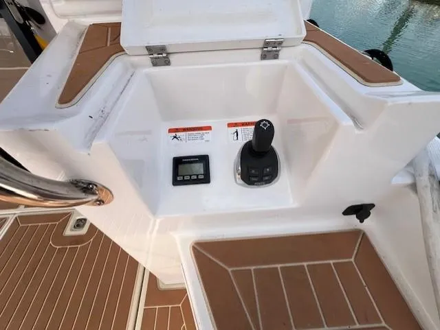 Seahorse Yacht Photos Pics 2019 Ranger Tugs R-41 CB control panel with joystick and display.