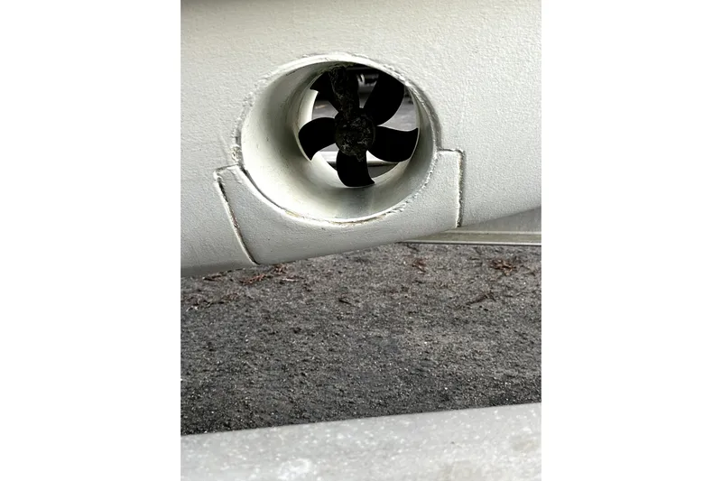 Killer B Yacht Photos Pics Close-up of a 2019 Grady-White Canyon 336 boat thruster propeller.