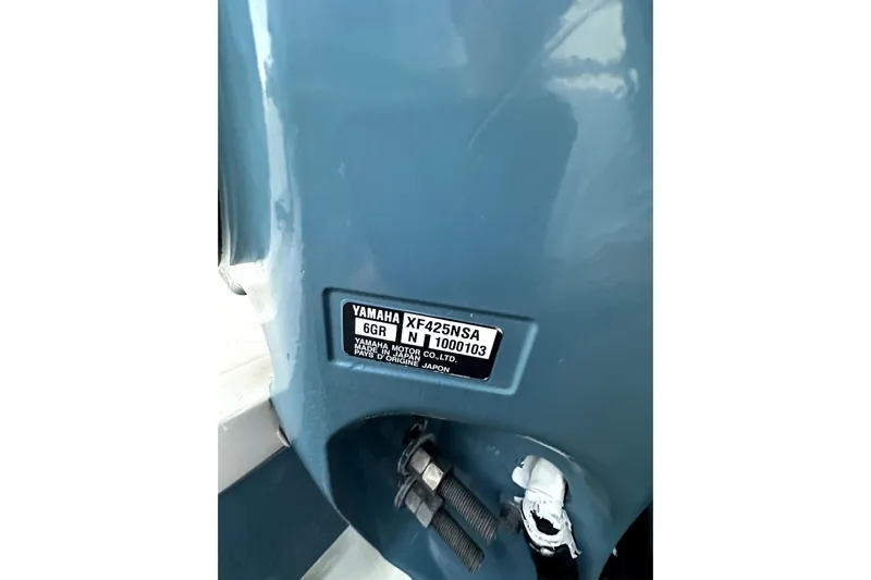 Killer B Yacht Photos Pics Yamaha motor label on 2019 Grady-White Canyon 336 boat engine.