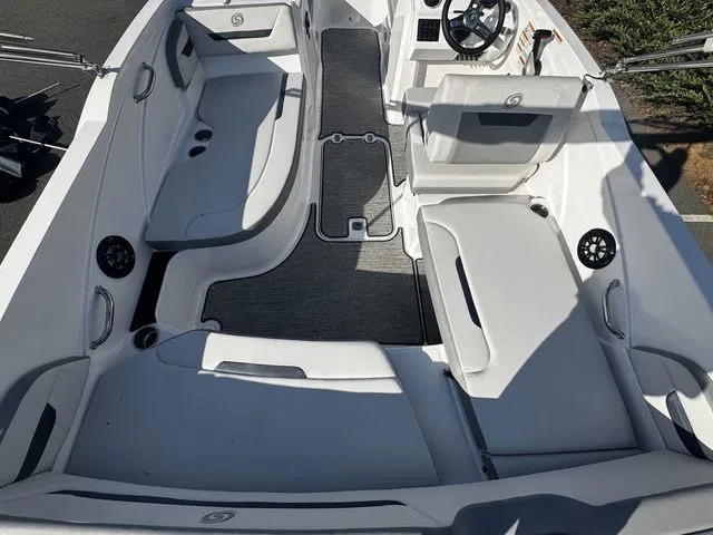 2023 Hurricane SunDeck Sport 205 OB boat interior with spacious seating and modern design.