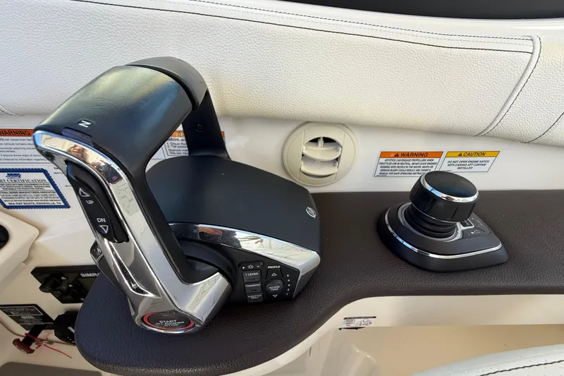  Yacht Photos Pics 2022 Sea Ray Sundancer 320 Outboard helm controls with joystick and throttle.