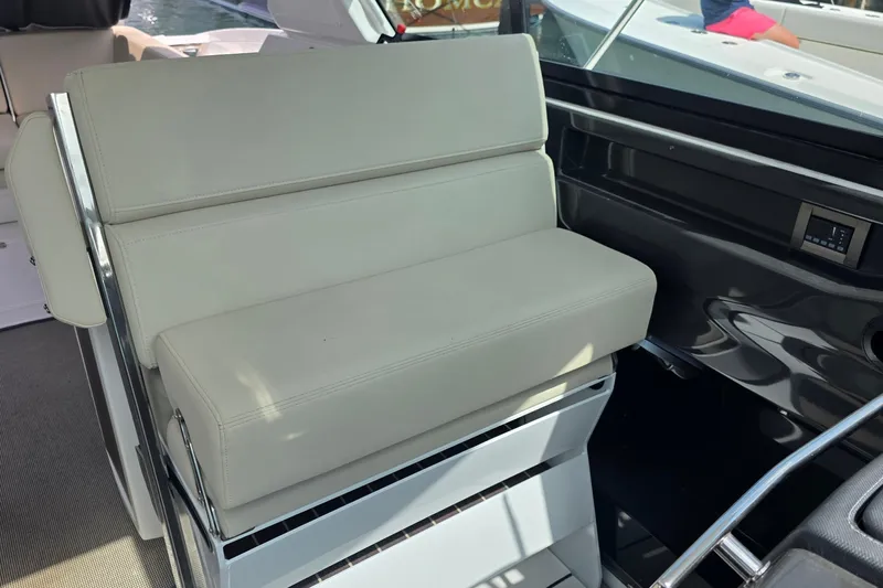  Yacht Photos Pics 2017 Monterey 360 Sport Coupe interior with sleek, modern seating design.