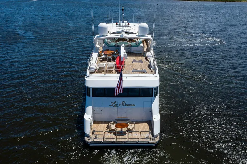 La Sirena Yacht Photos Pics Christensen 141 Raised Pilothouse yacht, 2000 model, cruising on open water.