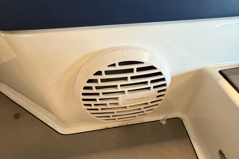  Yacht Photos Pics 2020 Cobalt A29 boat interior with a mounted Rockwell speaker.