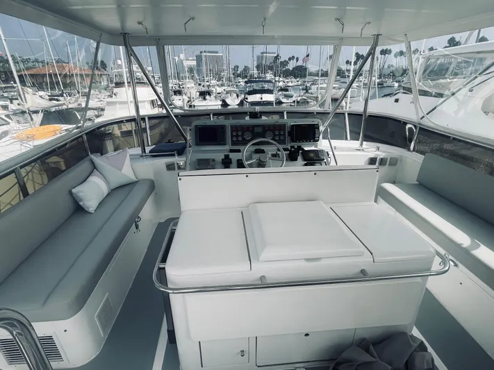 Sand Castle Yacht Photos Pics Interior view of a 1996 Johnson 70 Euro yacht with modern helm and seating.