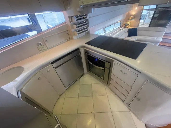 Sand Castle Yacht Photos Pics Luxurious yacht kitchen interior with modern appliances, Johnson 70 Euro, 1996 model.