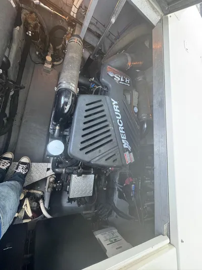  Yacht Photos Pics Engine compartment of a 2001 Sea Ray 380 Sundancer with Mercury components.