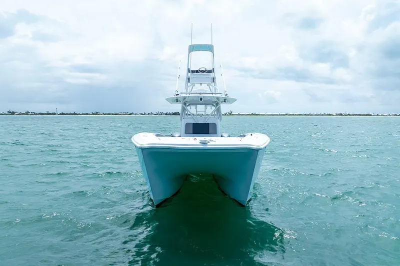  Yacht Photos Pics 2018 Freeman 37VH boat on open water under cloudy sky.