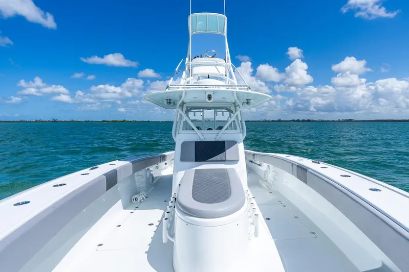  Yacht Photos Pics Freeman 37VH 2018 boat on open water under clear blue sky.