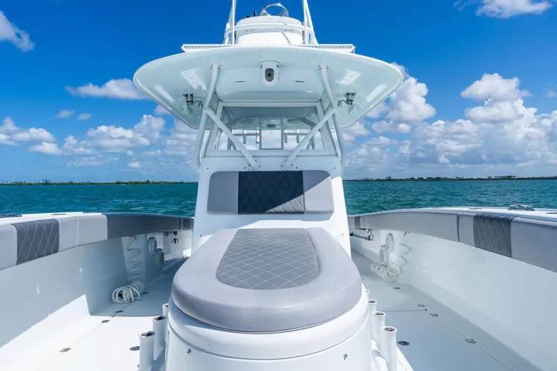  Yacht Photos Pics Freeman 37VH 2018 boat on open water under clear blue sky.