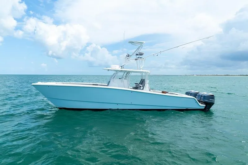  Yacht Photos Pics Freeman 37VH 2018 boat on open sea under clear sky.