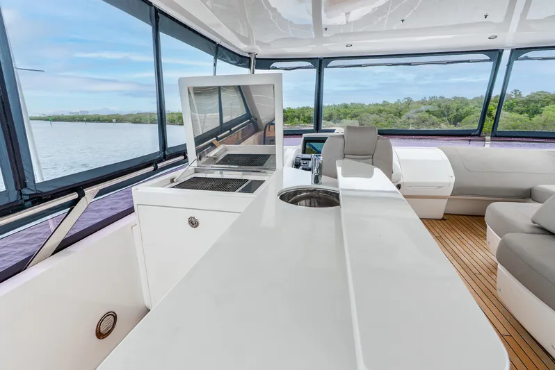 Mamu Yacht Photos Pics Luxurious 2018 Princess F-68 yacht interior with sleek seating and modern amenities.