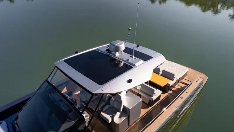  Yacht Photos Pics 2025 Pardo Yachts P43 luxury yacht on calm water, featuring sleek design and spacious deck.