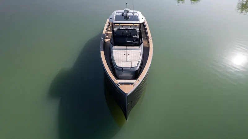  Yacht Photos Pics 2025 Pardo Yachts P43 on calm water, aerial view.
