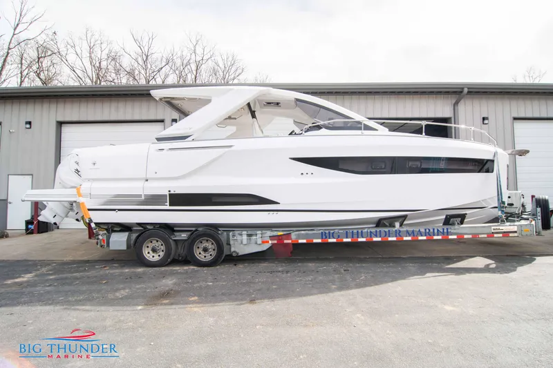  Yacht Photos Pics 2024 Jeanneau DB/37 OB boat on trailer at Big Thunder Marine.