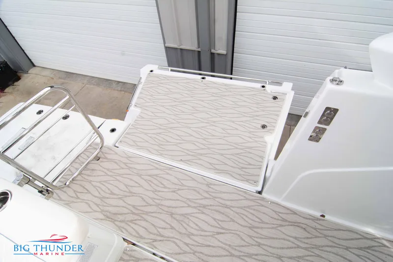  Yacht Photos Pics 2024 Jeanneau DB/37 OB boat deck with patterned flooring.