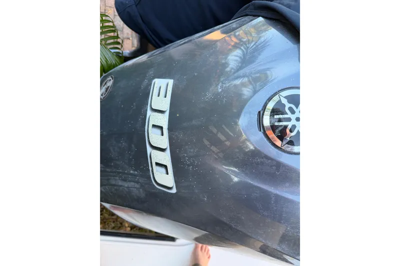  Yacht Photos Pics 2017 Pursuit DC 295 Dual Console boat engine with Yamaha logo and 300 horsepower.