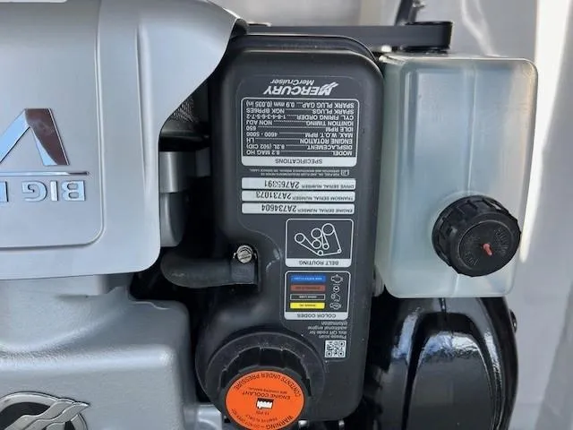 2025 Formula 290 Br Yacht Photos Pics Close-up of a 2025 Formula 290 Bowrider Mercury engine component.