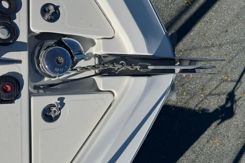  Yacht Photos Pics Bow of 2005 Ocean Sport Roamer 30 with anchor and winch system.