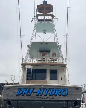 Dry-hydro Yacht Photos Pics 1990 Viking Convertible boat named "Dry-Hydro" docked at Dauphin Island, AL.