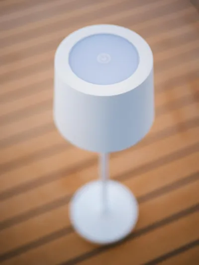 Blessed Yacht Photos Pics Modern white lamp on wooden surface, Sunreef 50 A, 2024 model.