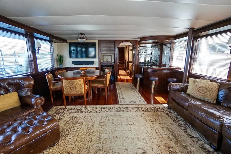  Yacht Photos Pics Luxurious interior of 1996 ABD 90 Explorer yacht with elegant furnishings and decor.