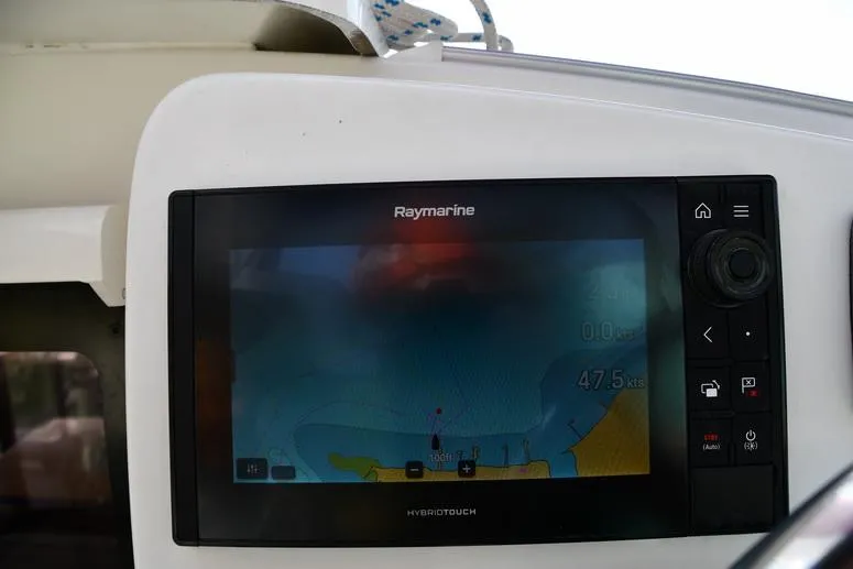 Lil Anna Yacht Photos Pics Raymarine navigation display on 2014 Fountaine Pajot Mahe 36 Evolution catamaran.