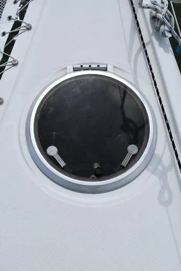 Lil Anna Yacht Photos Pics Round hatch on 2014 Fountaine Pajot Mahe 36 Evolution catamaran deck.