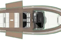 Top view of 2022 Solaris Power 44 Open yacht layout with spacious deck design.