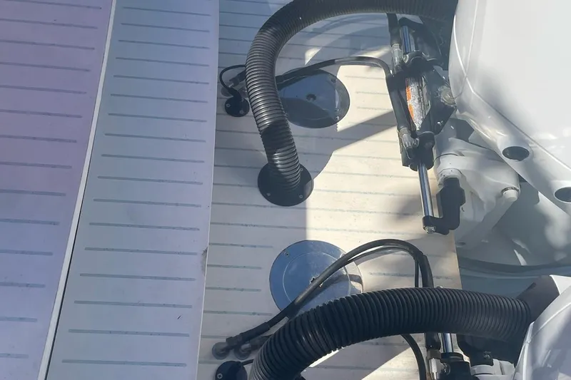  Yacht Photos Pics 2019 IGUANA Yachts Commuter deck with hydraulic components and tubing.