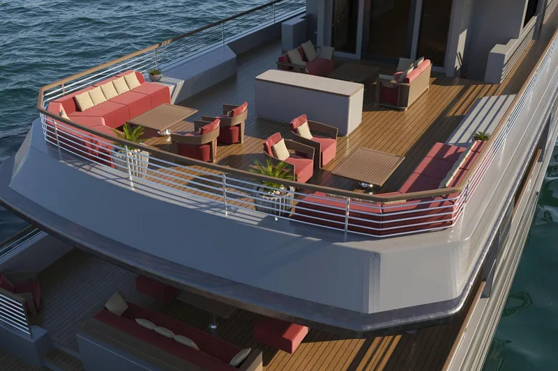 Phobos Yacht Photos Pics Luxurious 2028 Aegean Yacht 43m with elegant deck seating and ocean view.