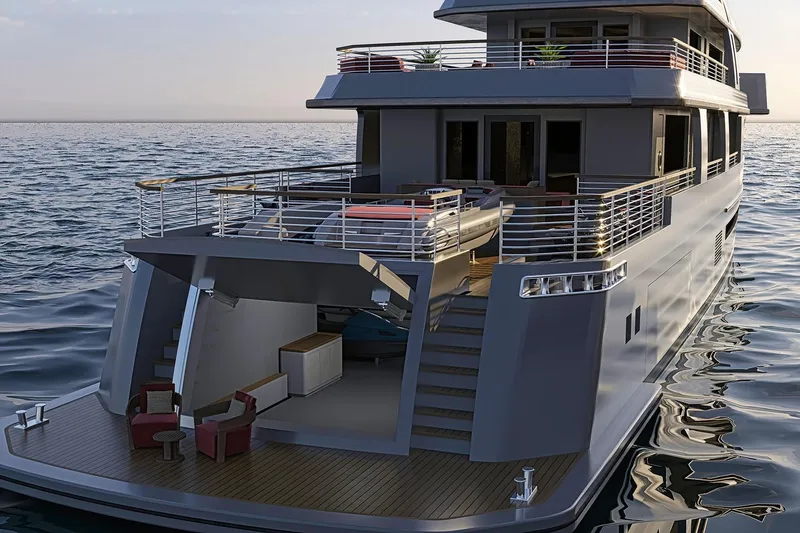 Phobos Yacht Photos Pics Luxurious 2028 Aegean Yacht 43m on serene ocean waters, showcasing elegant design.