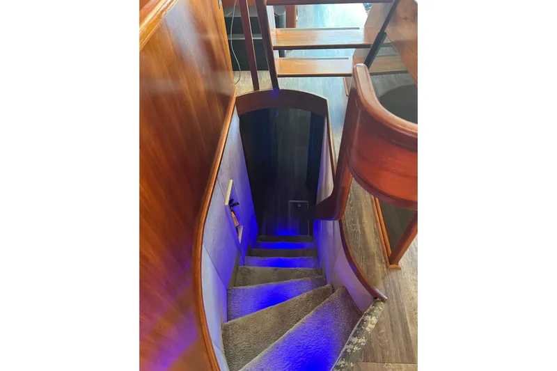 Kailani Yacht Photos Pics Staircase with blue lighting to Master stateroom