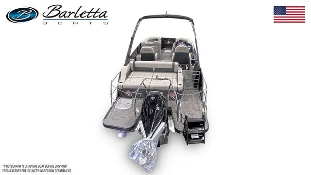  Yacht Photos Pics 2026 Barletta Lusso 23UCA luxury boat, rear view, showcasing spacious seating and sleek design.