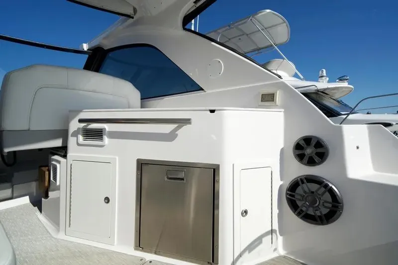 Willowbender Yacht Photos Pics 2019 Regal 35 Sport Coupe interior with sleek design and modern amenities.