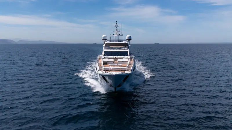  Yacht Photos Pics Azimut Grande 35 Metri yacht cruising on open sea, 2019 model.